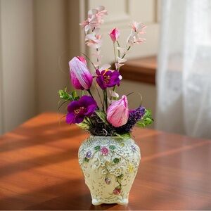 Artificial Flower Bouquet in Pretty Vase Modern Floral Design